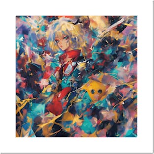 Anime girl colorful pattern Posters and Art